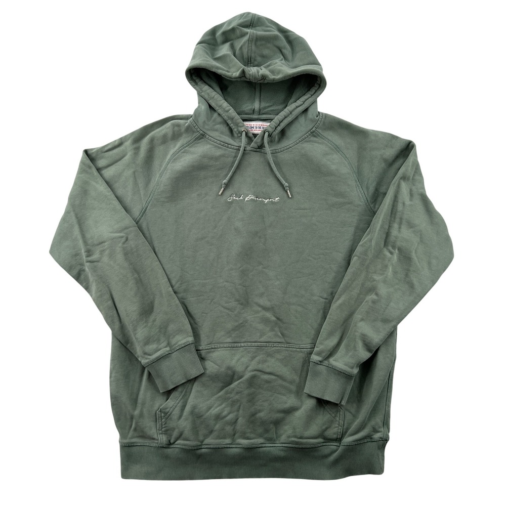 Seek Discomfort Sage Green Embroidered Logo Pullover Hoodie Sweatshirt Men XL